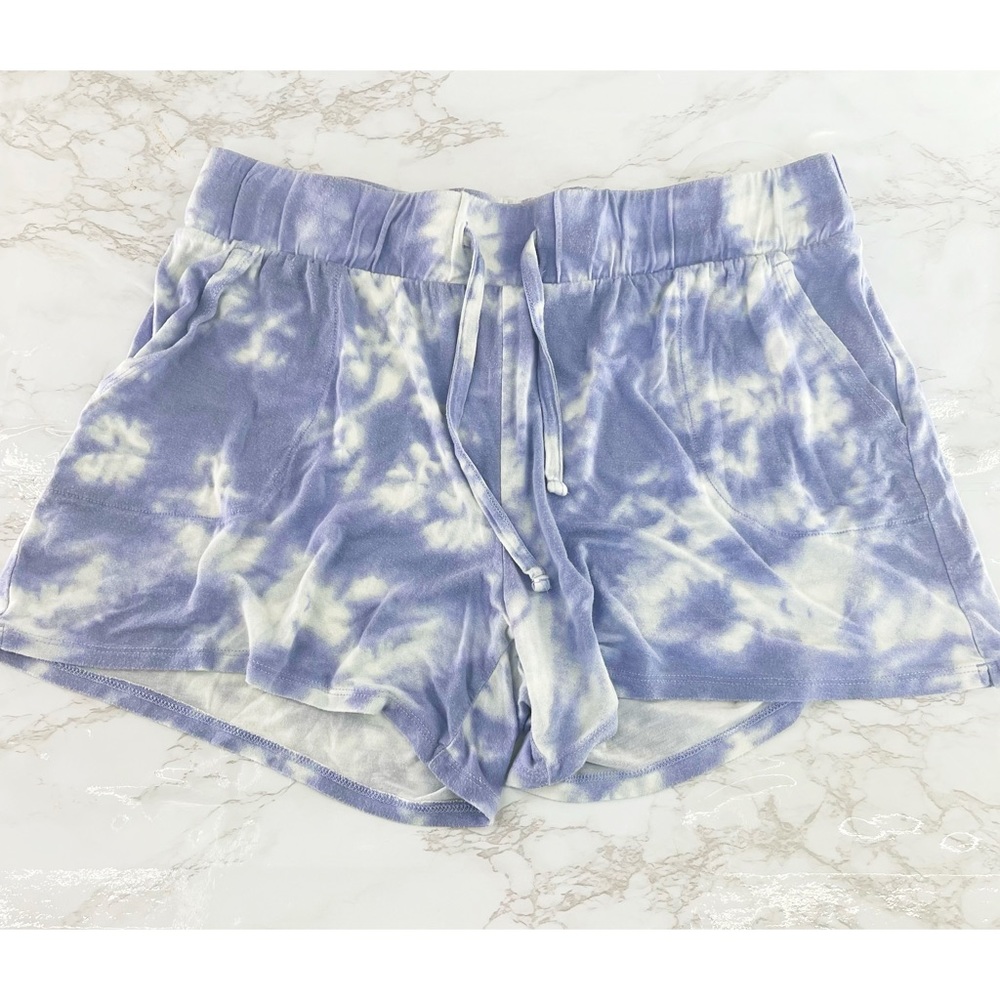 Wildfox Tie Dye Pajama Shorts Drawstring Soft Blue Large - Picture 2 of 3